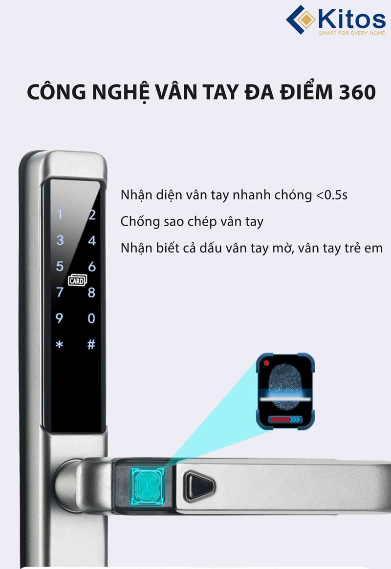 Khóa vân tay cửa nhôm KT-AL650