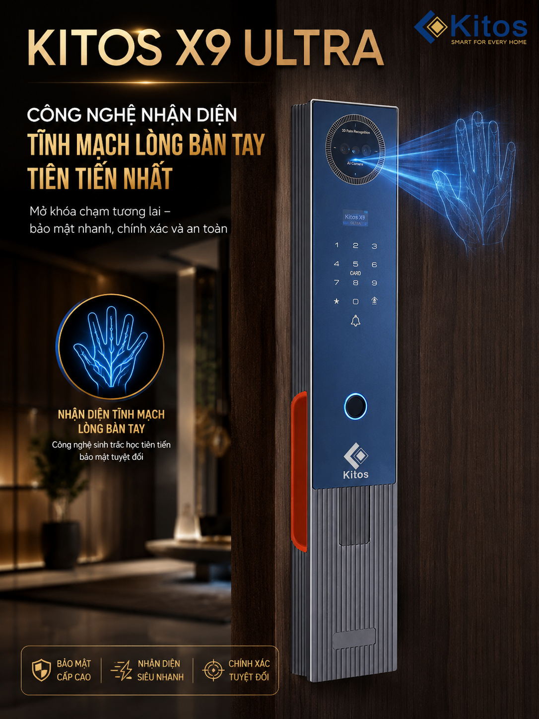 Khoá cửa thông minh Kitos X9 Ultra