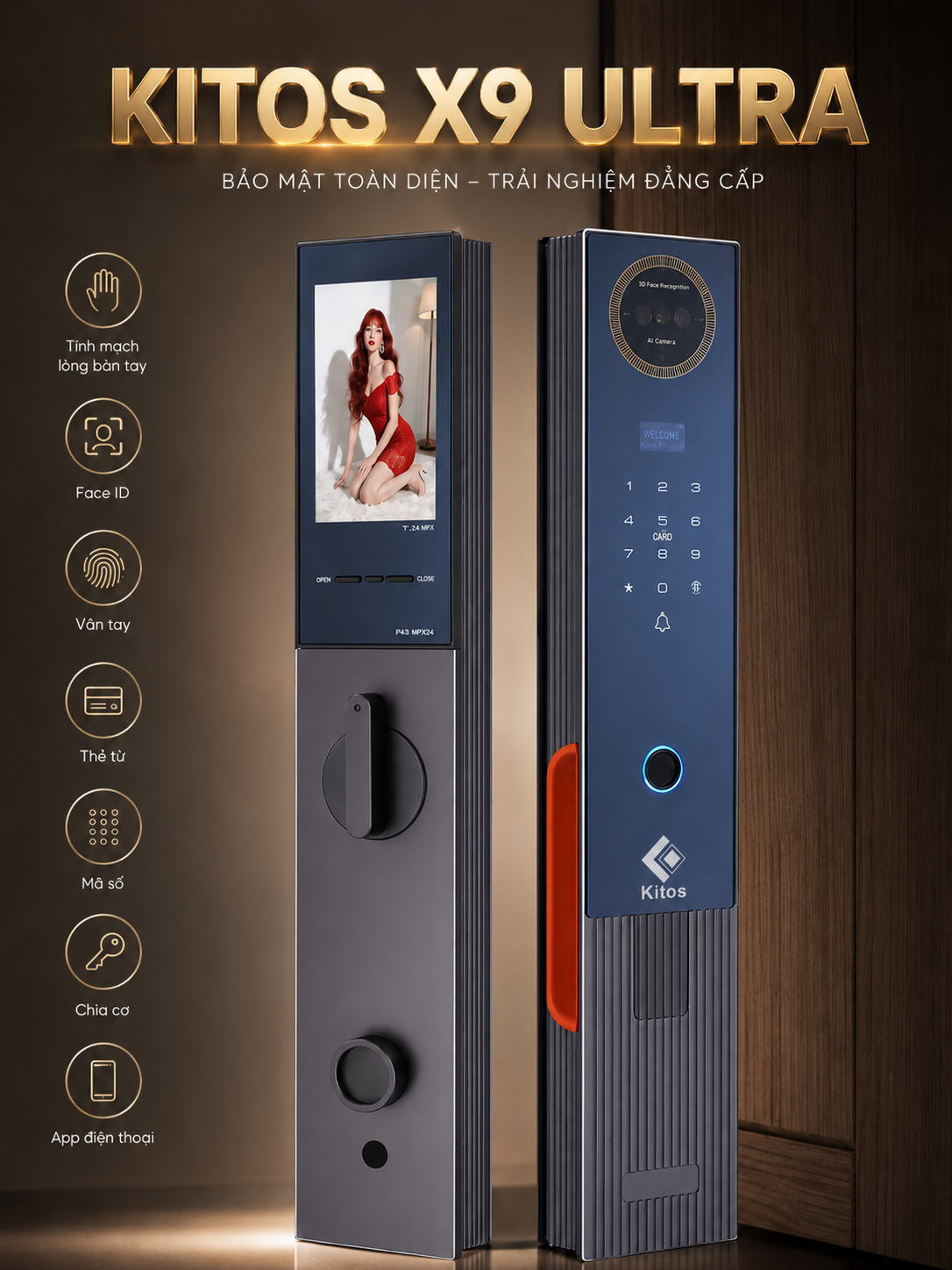 Khoá cửa thông minh Kitos X9 Ultra